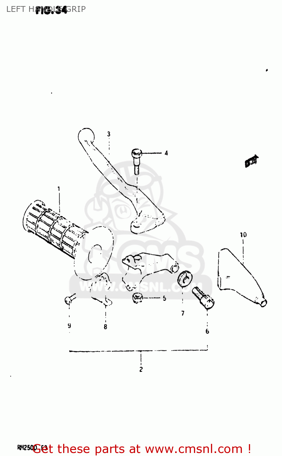LEFT HANDLE GRIP RM250 1983 (D) USA (E03)