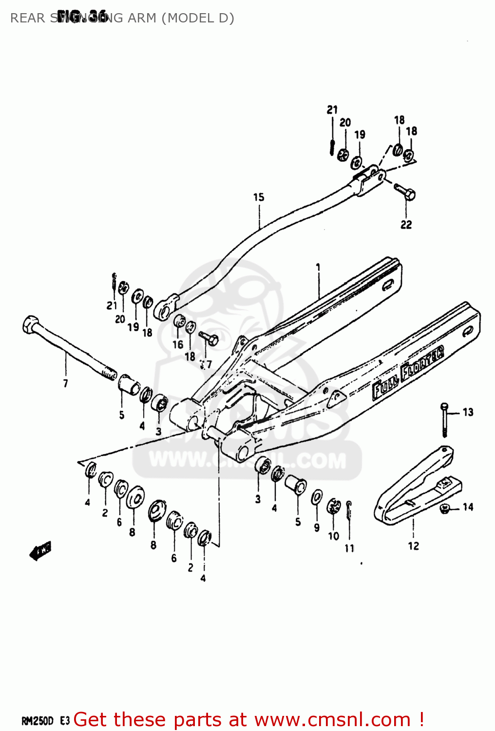 REAR SWINGING ARM (MODEL D) RM250 1983 (D) USA (E03)