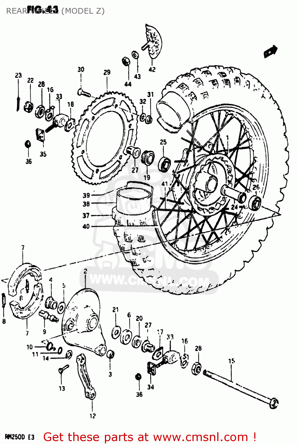 REAR WHEEL (MODEL Z) RM250 1983 (D) USA (E03)
