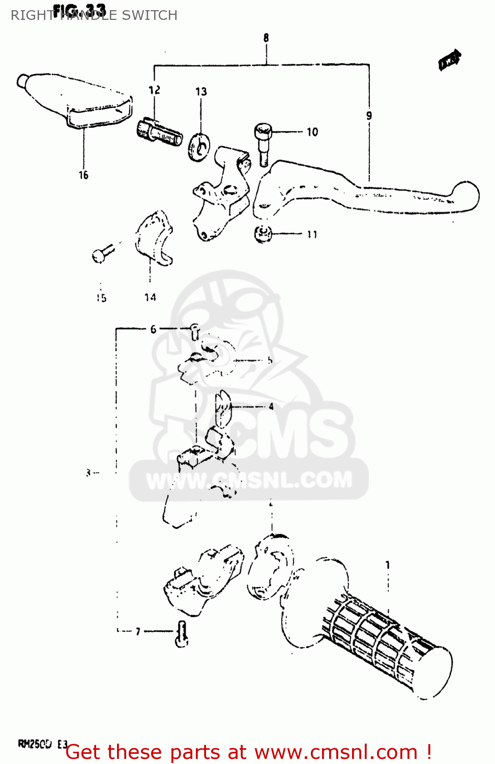 RIGHT HANDLE SWITCH RM250 1983 (D) USA (E03)