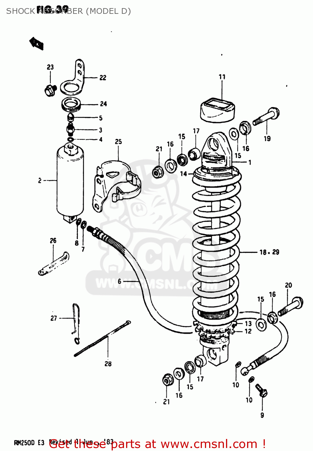 SHOCK ABSORBER (MODEL D) RM250 1983 (D) USA (E03)