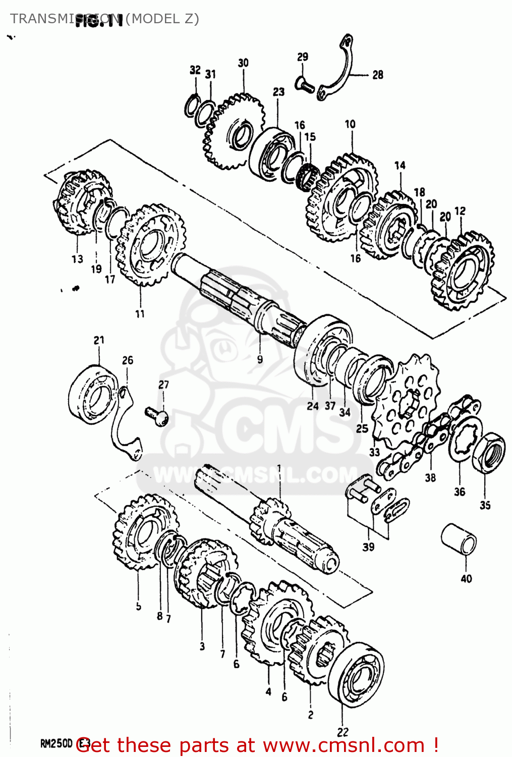 TRANSMISSION (MODEL Z) RM250 1983 (D) USA (E03)