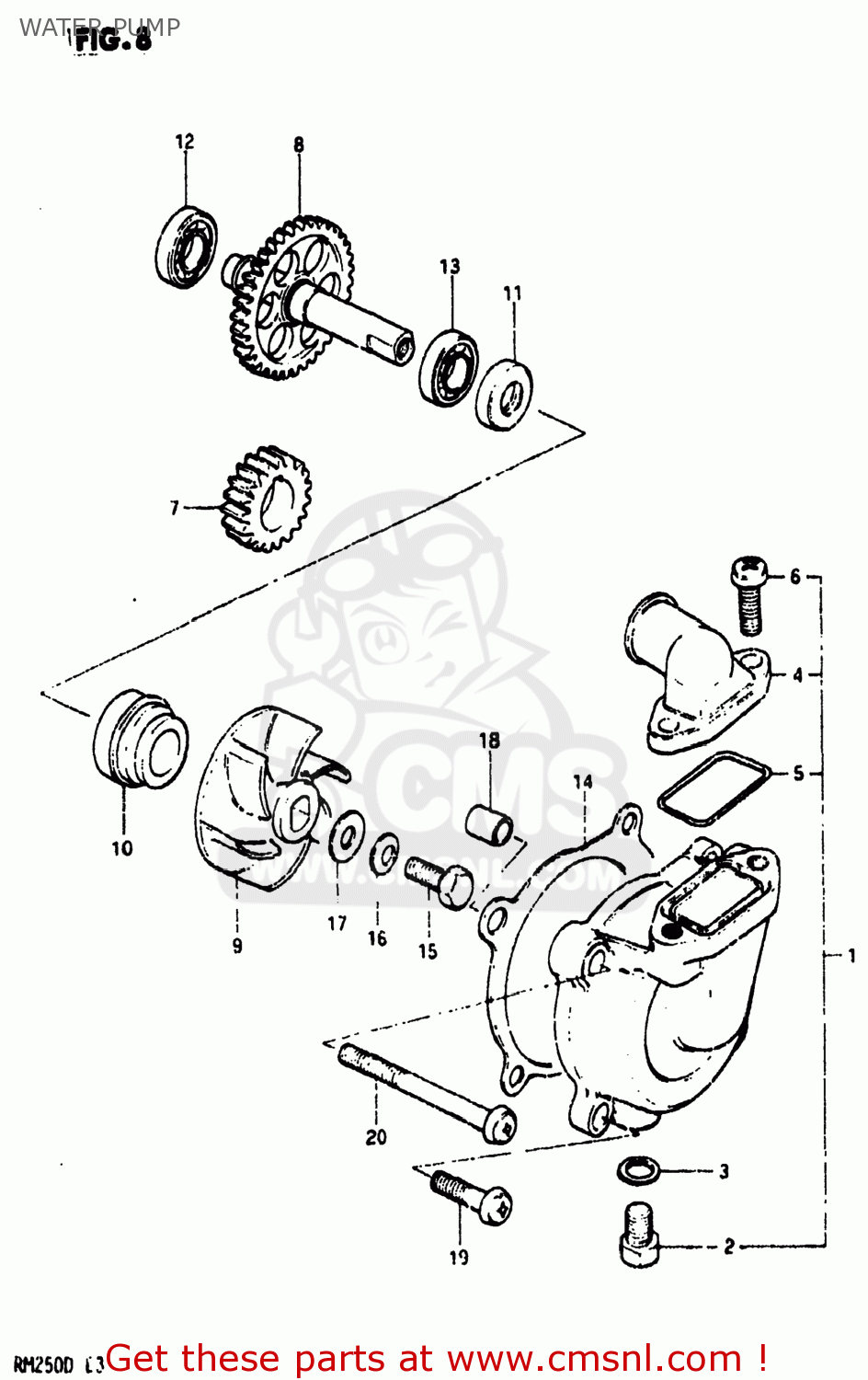 WATER PUMP RM250 1983 (D) USA (E03)