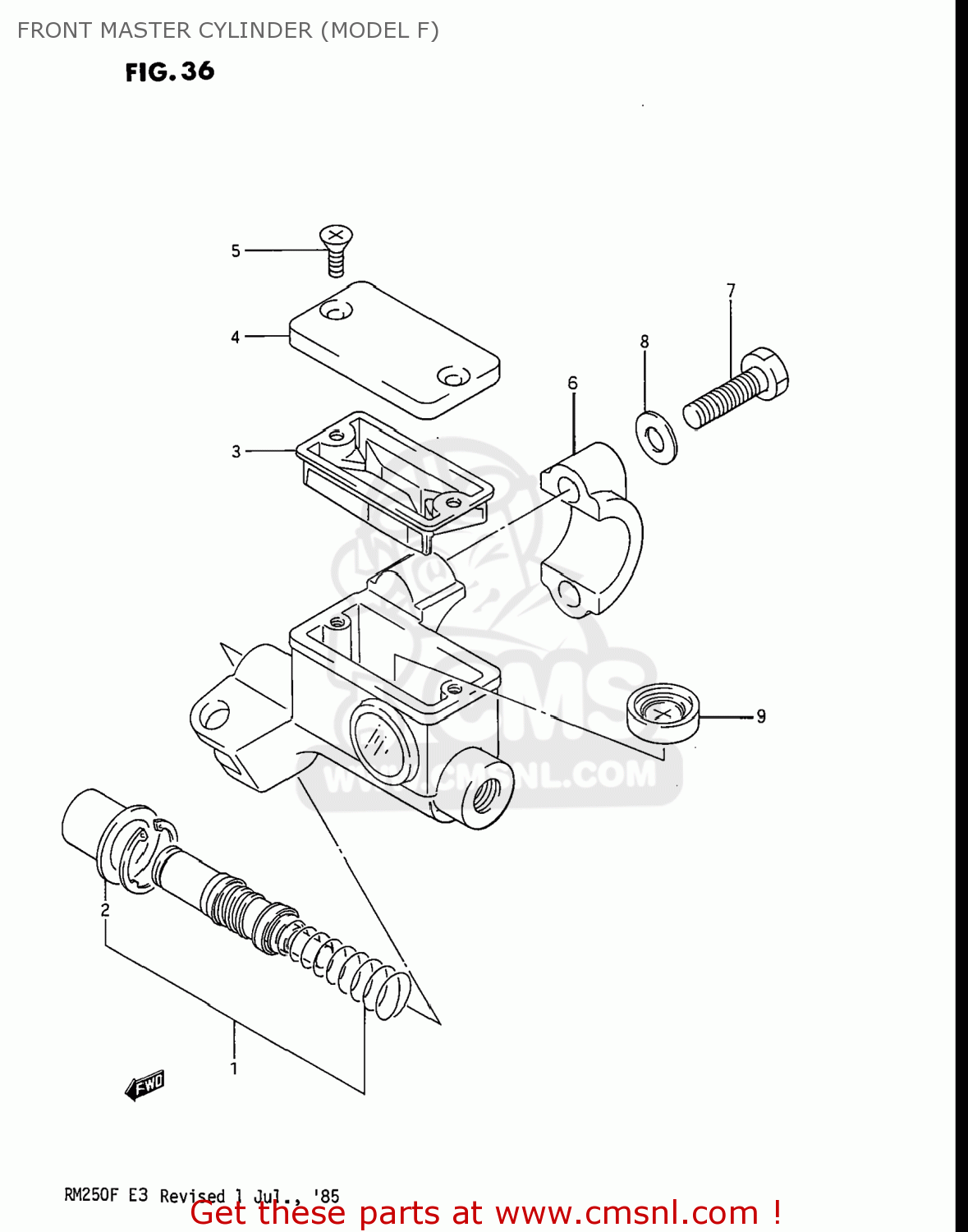 FRONT MASTER CYLINDER (MODEL F) RM250 1984 (E) USA (E03)