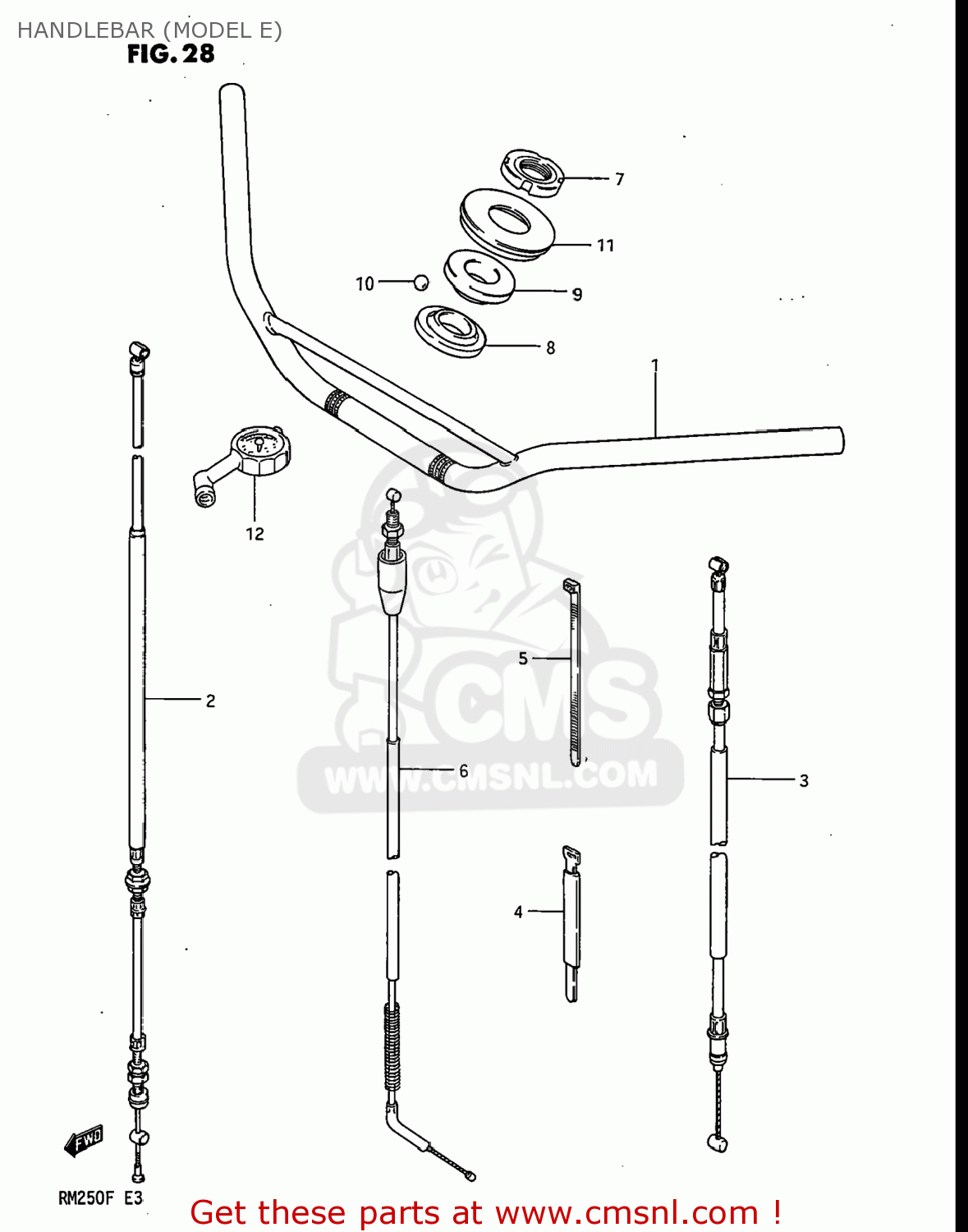 HANDLEBAR (MODEL E) RM250 1984 (E) USA (E03)