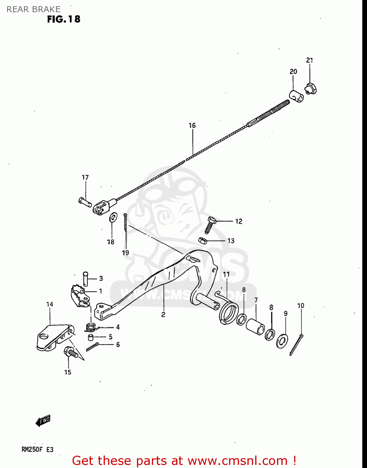 REAR BRAKE RM250 1984 (E) USA (E03)