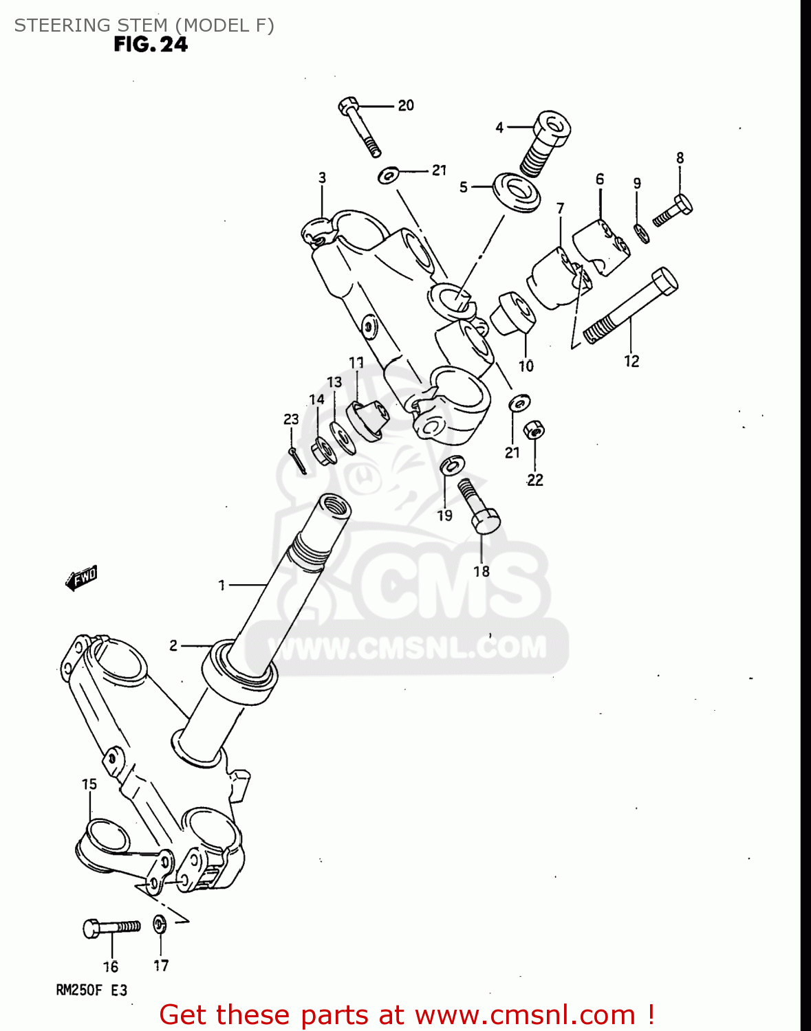 STEERING STEM (MODEL F) RM250 1984 (E) USA (E03)