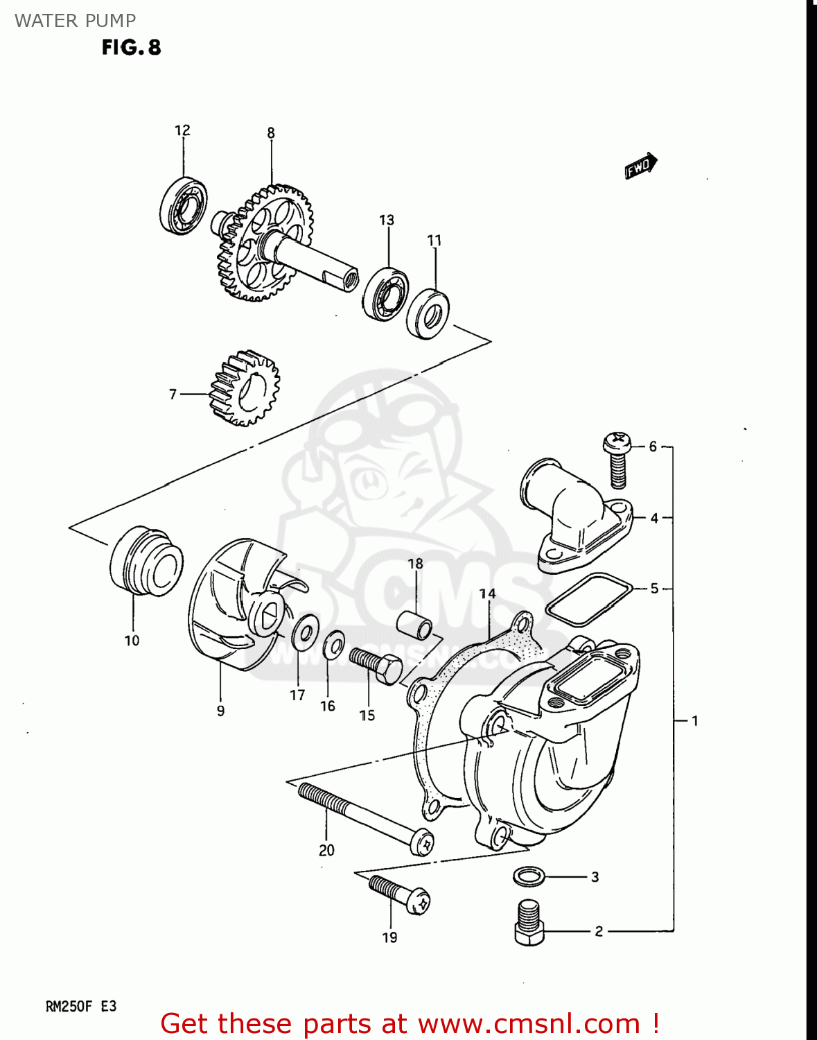 WATER PUMP RM250 1984 (E) USA (E03)
