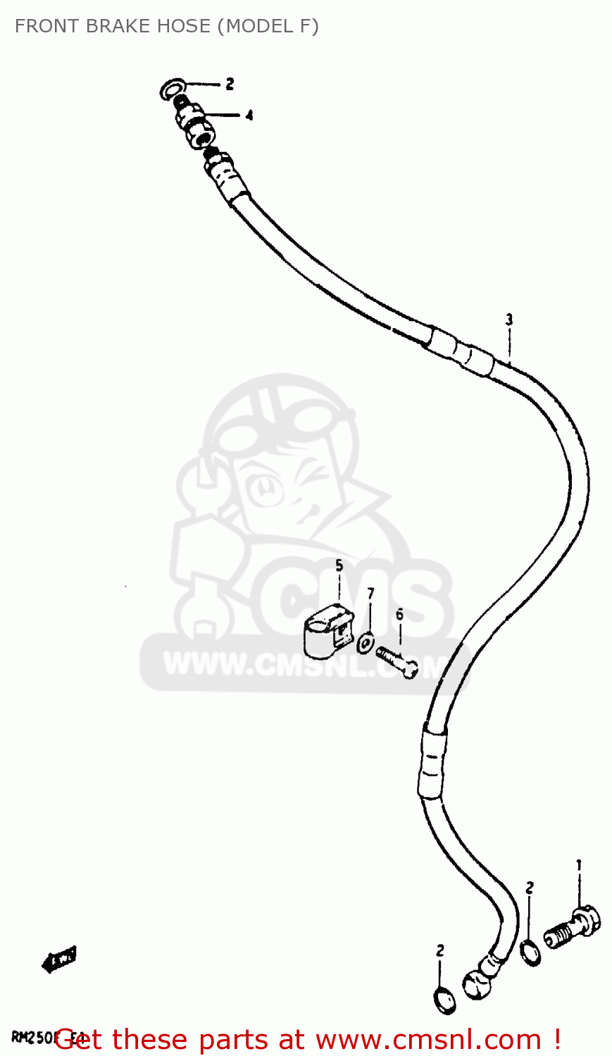 FRONT BRAKE HOSE (MODEL F) RM250 1984 (E)