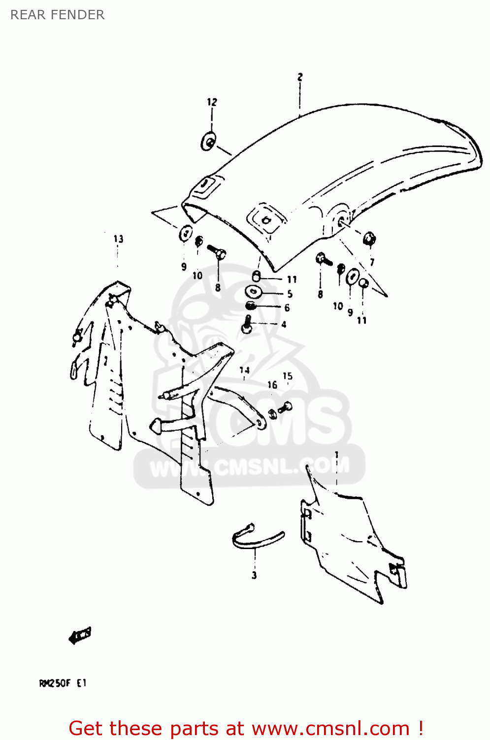 REAR FENDER RM250 1984 (E)