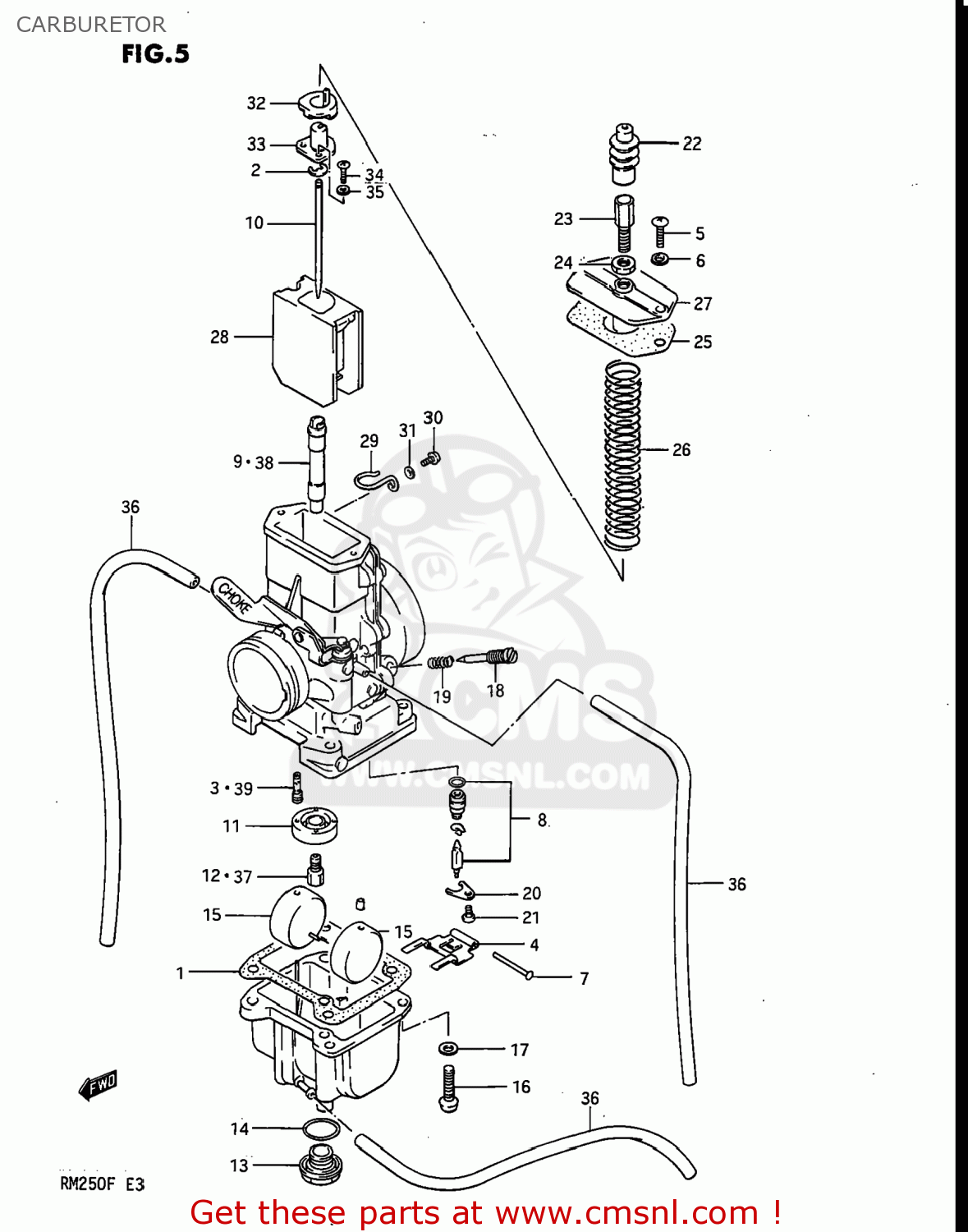 CARBURETOR RM250 1985 (F) USA (E03)