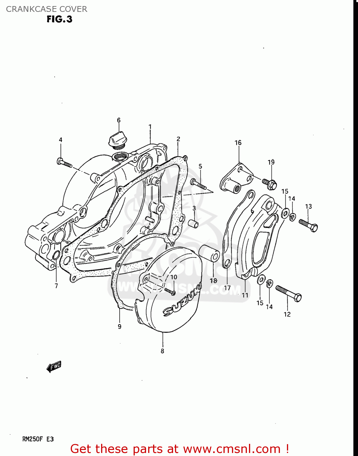 CRANKCASE COVER RM250 1985 (F) USA (E03)