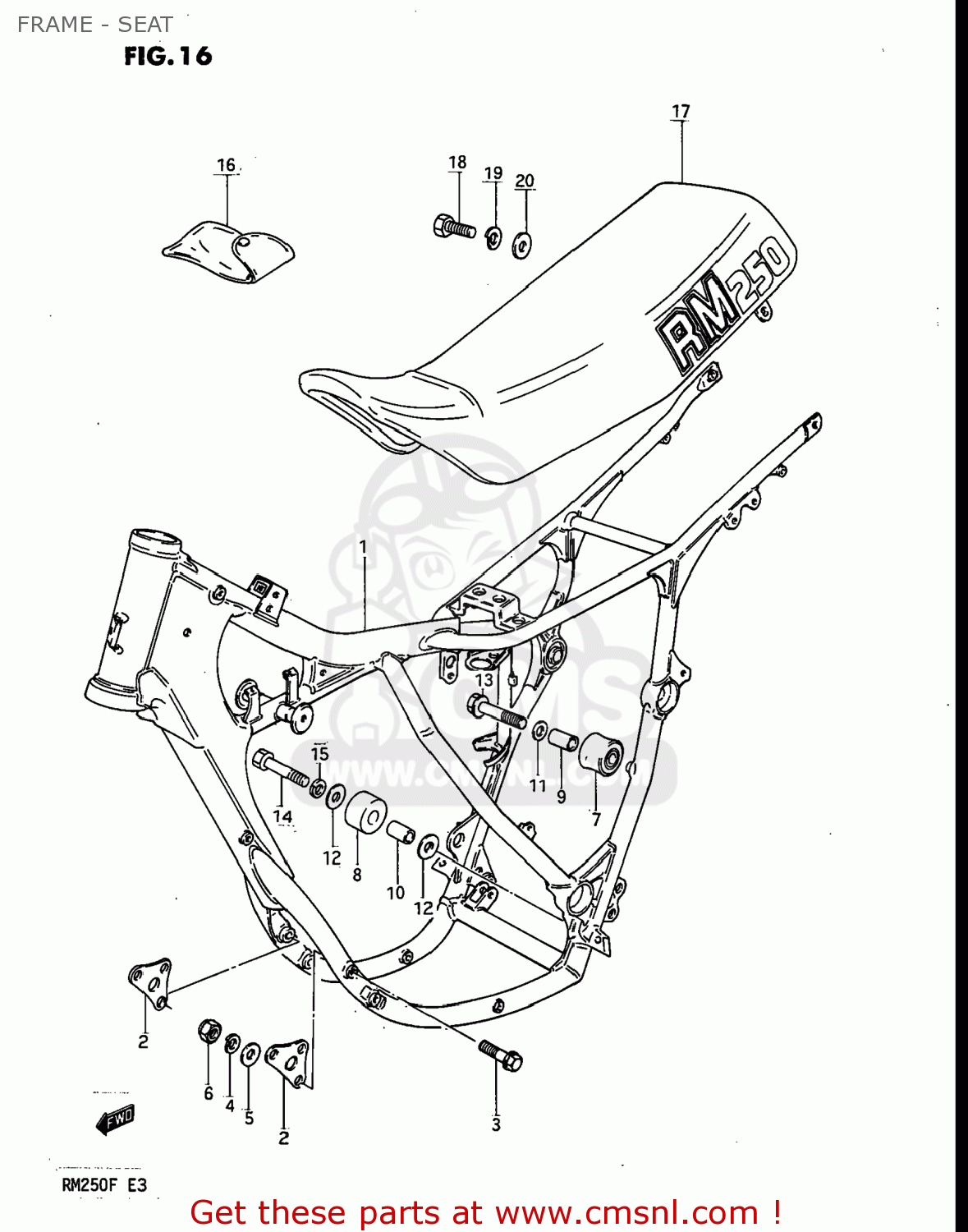 FRAME - SEAT RM250 1985 (F) USA (E03)