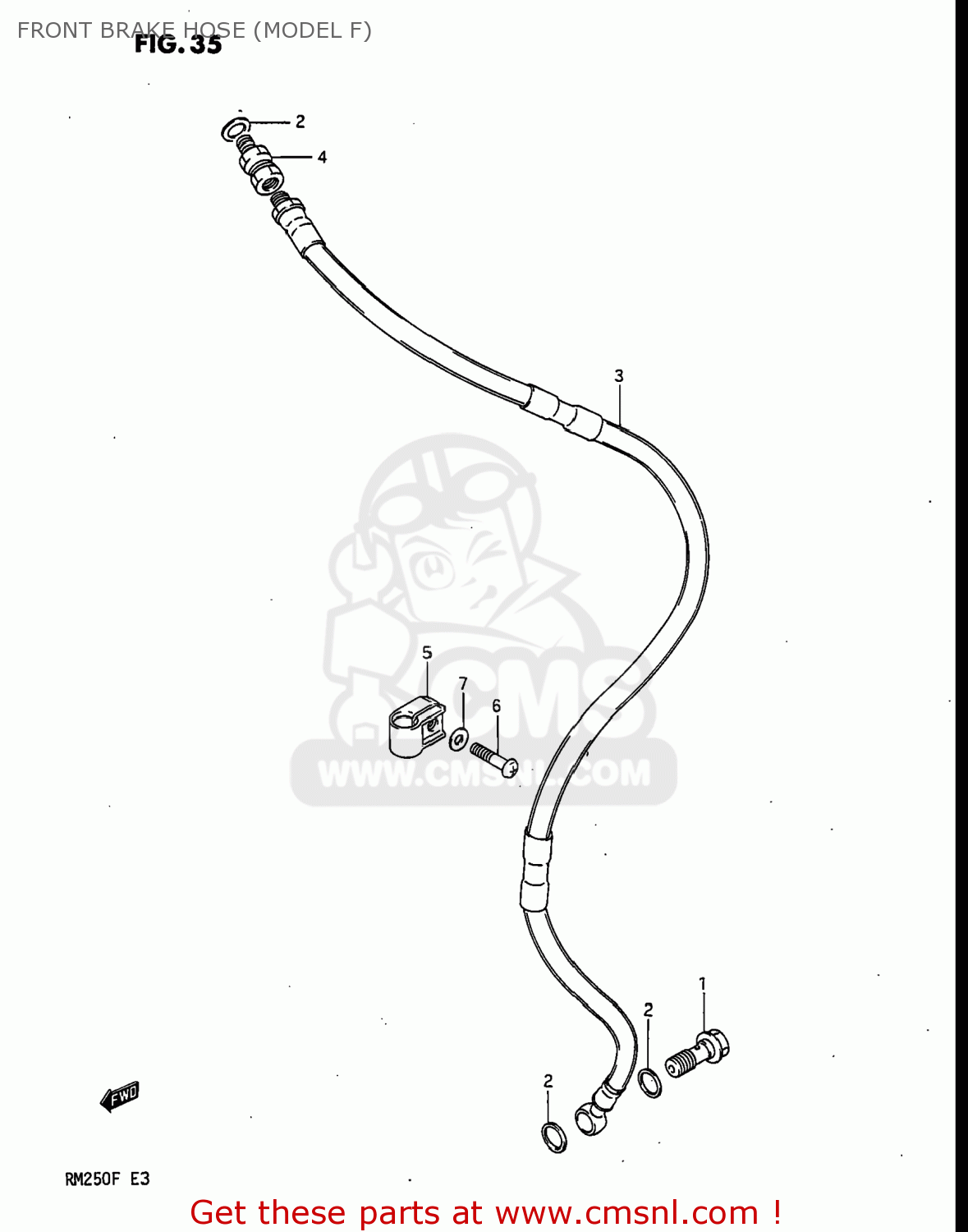 FRONT BRAKE HOSE (MODEL F) RM250 1985 (F) USA (E03)