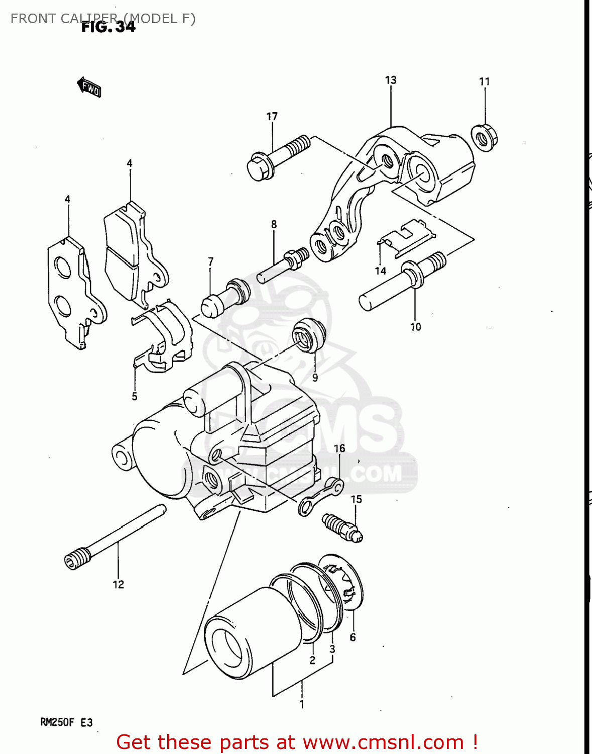 FRONT CALIPER (MODEL F) RM250 1985 (F) USA (E03)