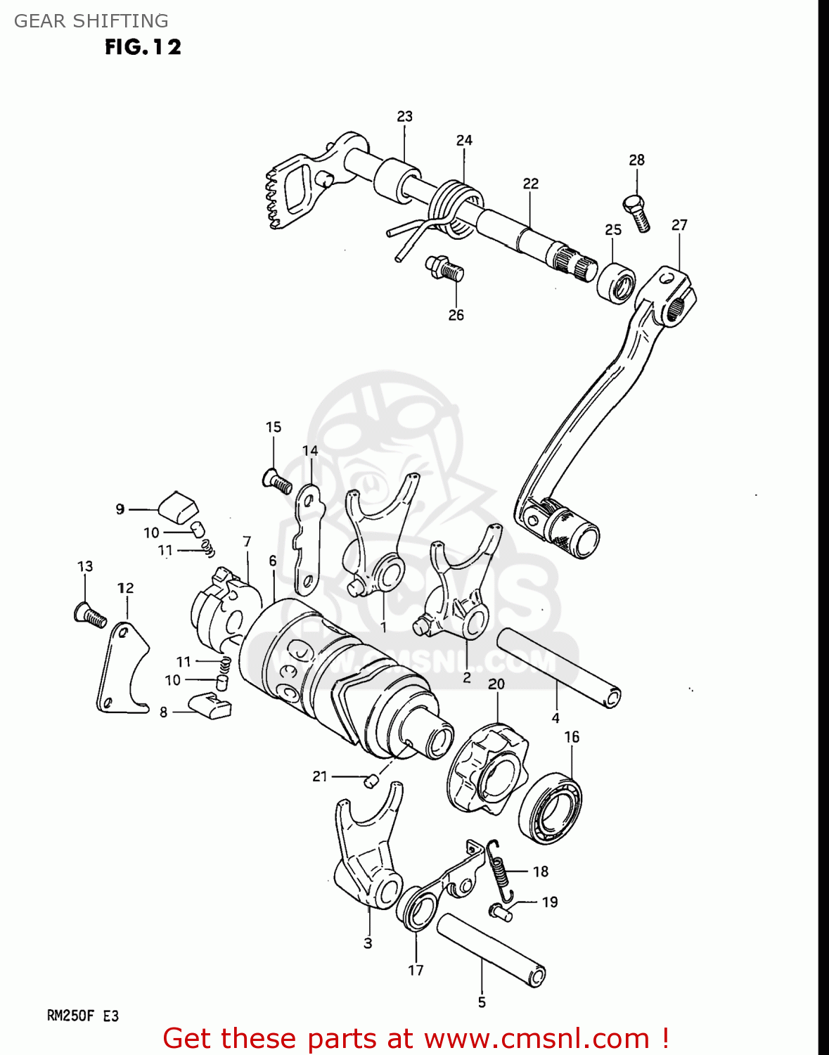 GEAR SHIFTING RM250 1985 (F) USA (E03)