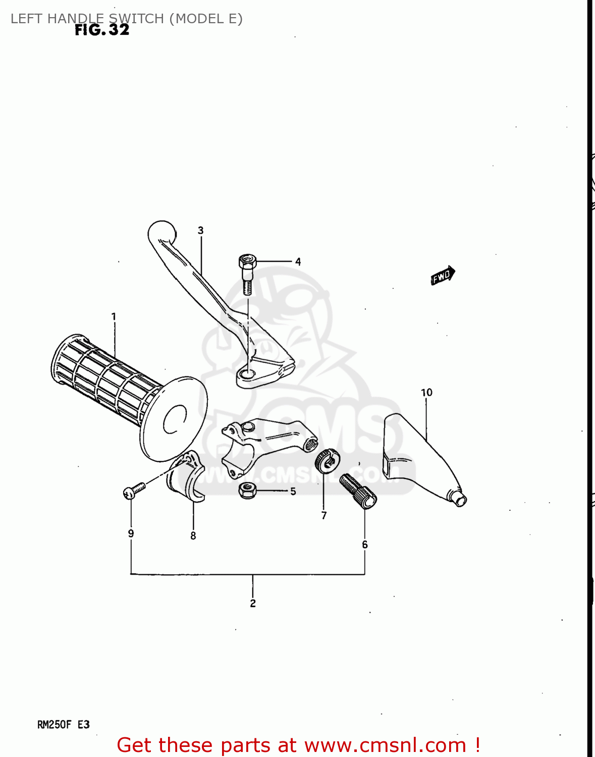 LEFT HANDLE SWITCH (MODEL E) RM250 1985 (F) USA (E03)