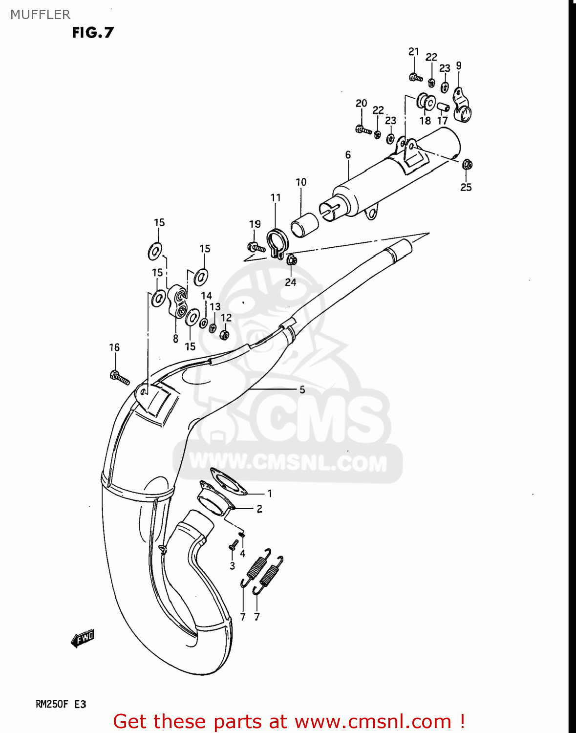 MUFFLER RM250 1985 (F) USA (E03)