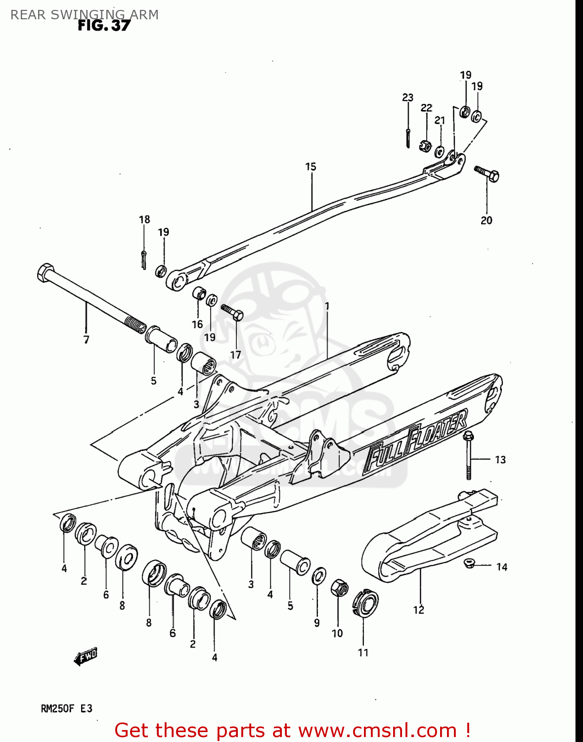 REAR SWINGING ARM RM250 1985 (F) USA (E03)
