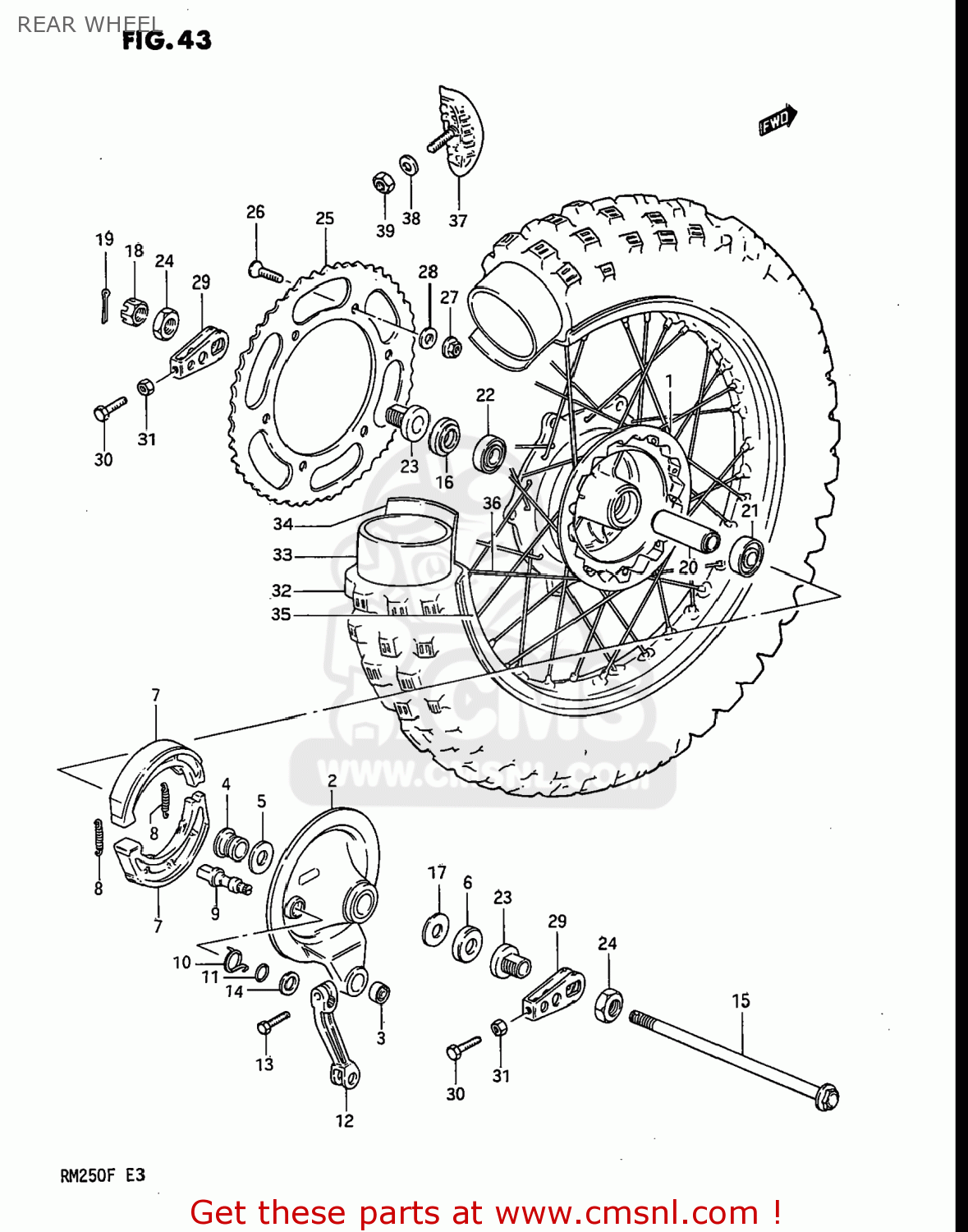REAR WHEEL RM250 1985 (F) USA (E03)