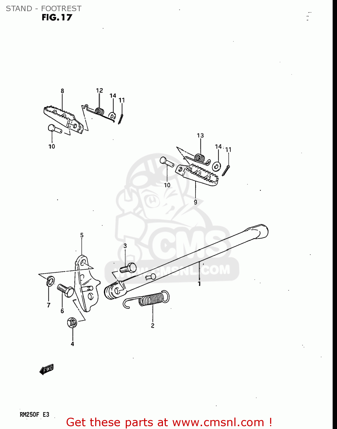 STAND - FOOTREST RM250 1985 (F) USA (E03)