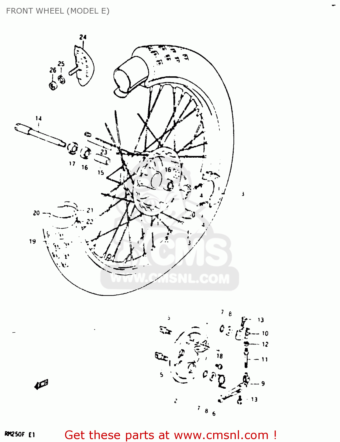 FRONT WHEEL (MODEL E) RM250 1985 (F)