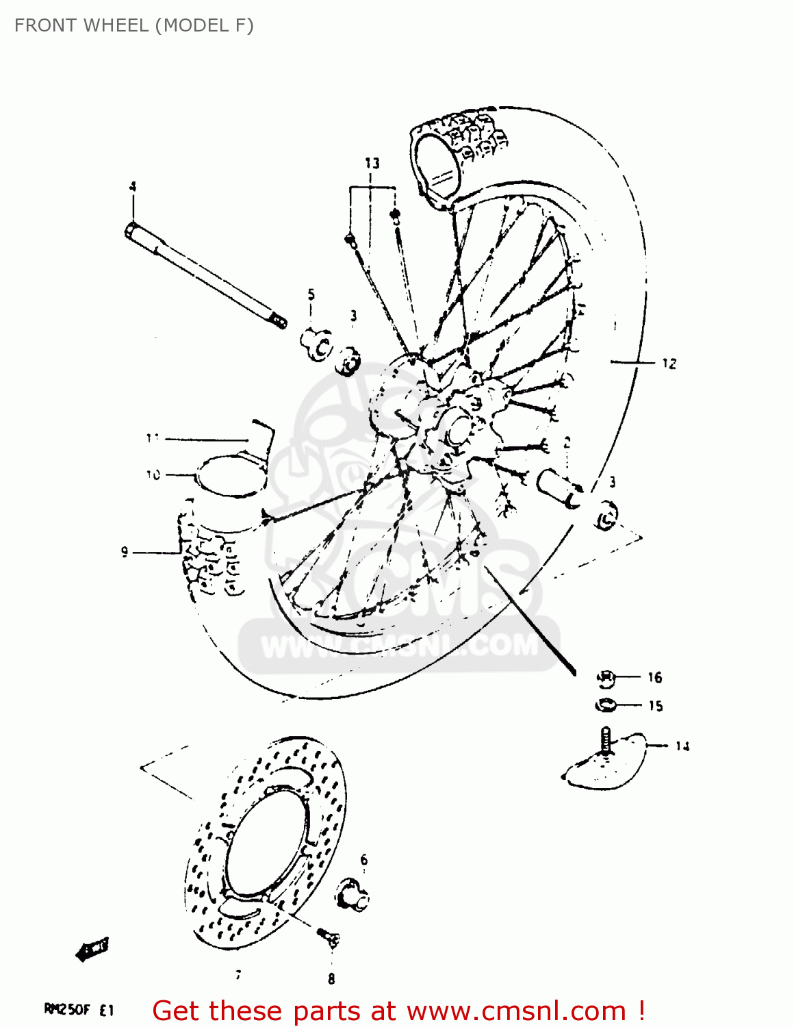 FRONT WHEEL (MODEL F) RM250 1985 (F)