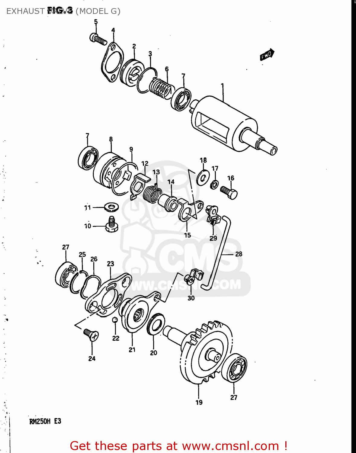 EXHAUST VALVE (MODEL G) RM250 1986 (G) USA (E03)