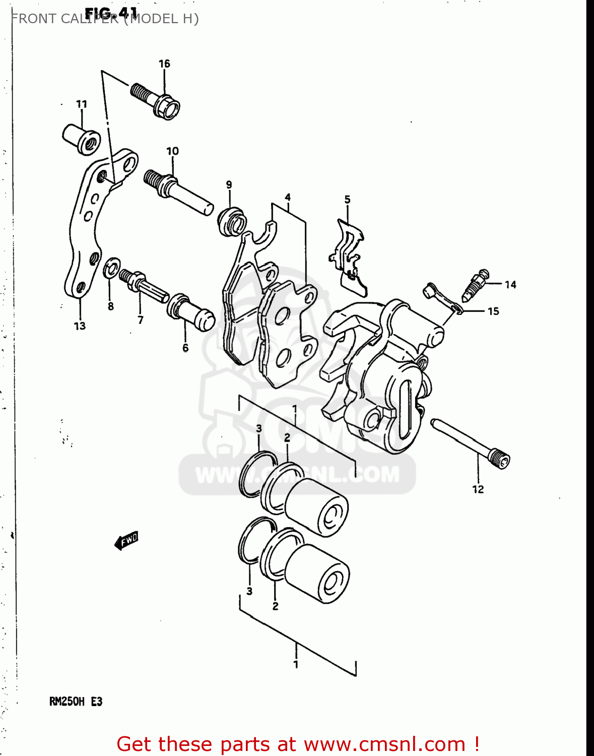 FRONT CALIPER (MODEL H) RM250 1986 (G) USA (E03)