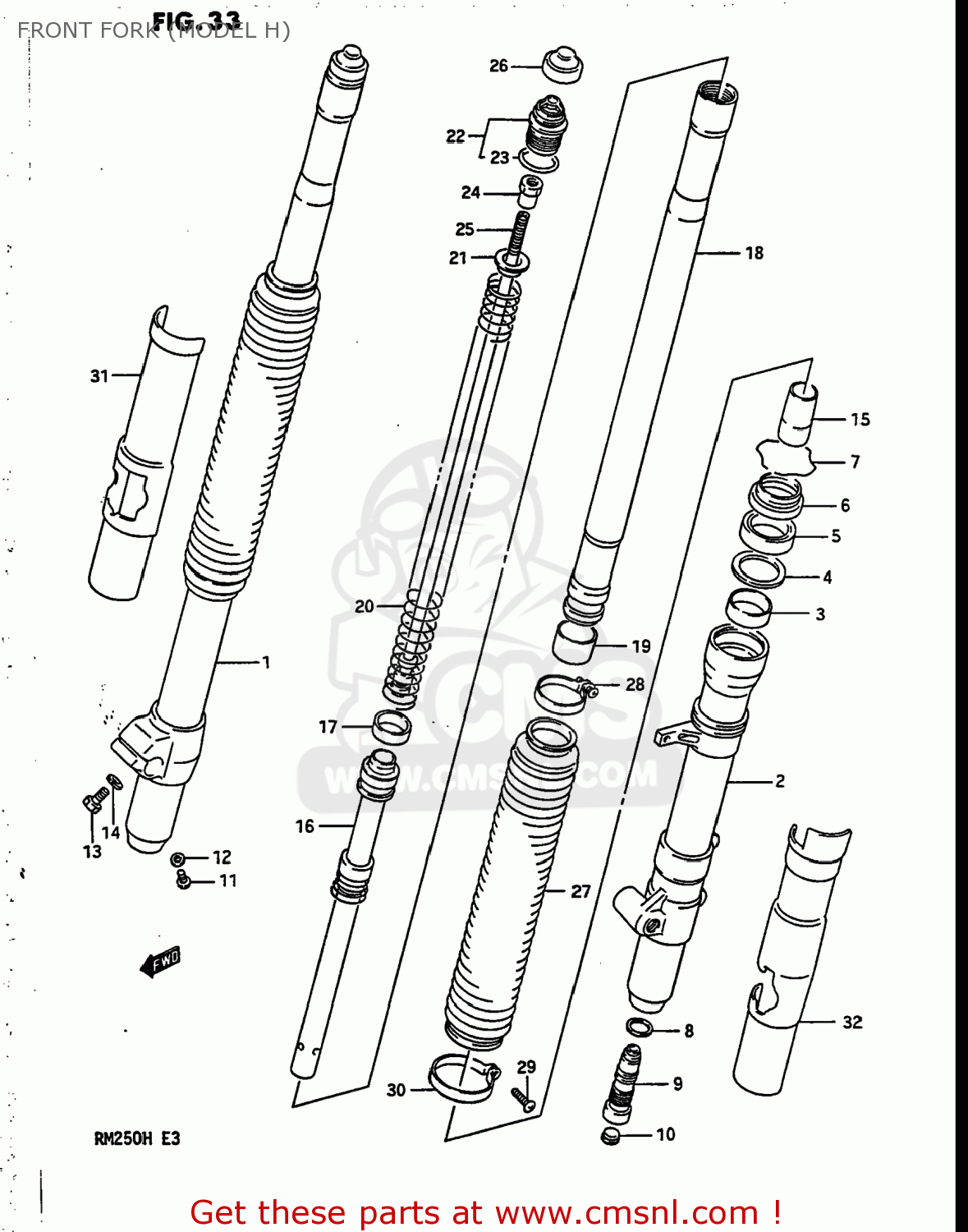 FRONT FORK (MODEL H) RM250 1986 (G) USA (E03)