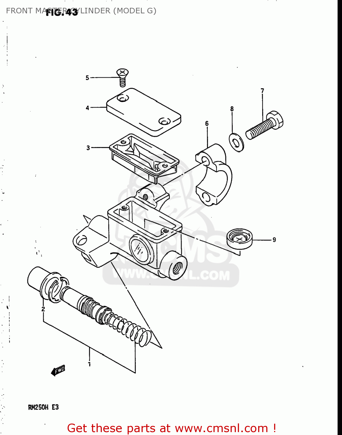 FRONT MASTER CYLINDER (MODEL G) RM250 1986 (G) USA (E03)