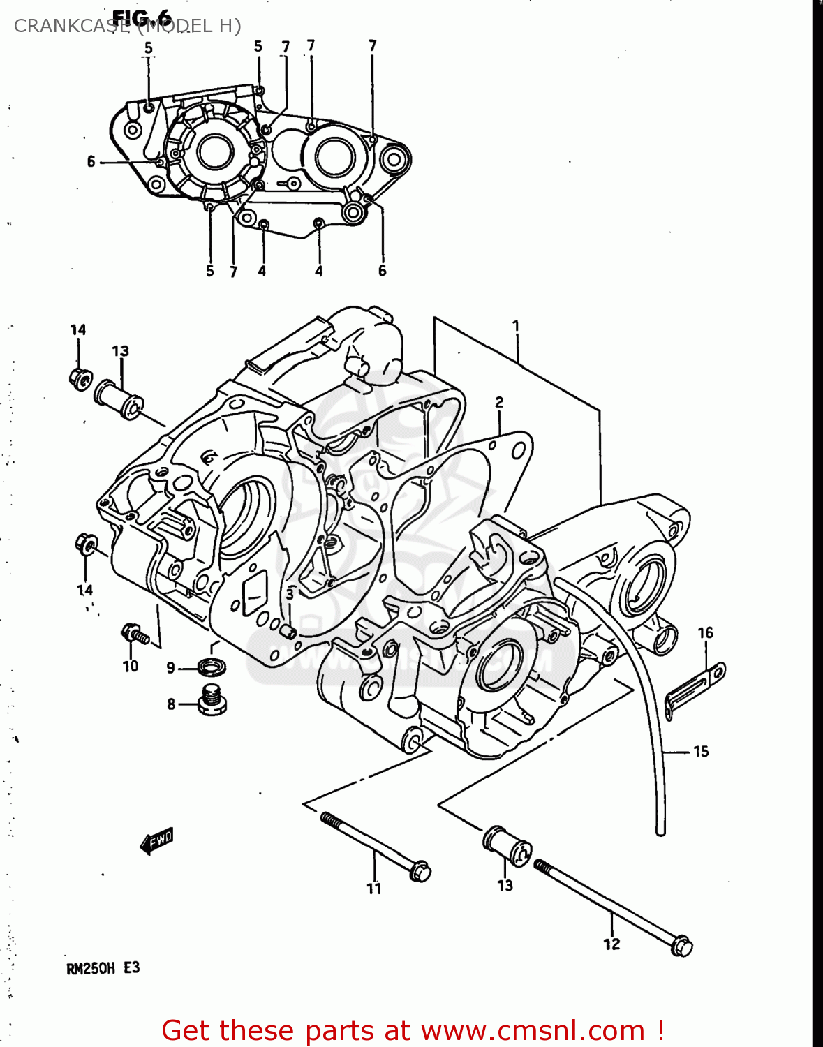 CRANKCASE (MODEL H) RM250 1987 (H) USA (E03)