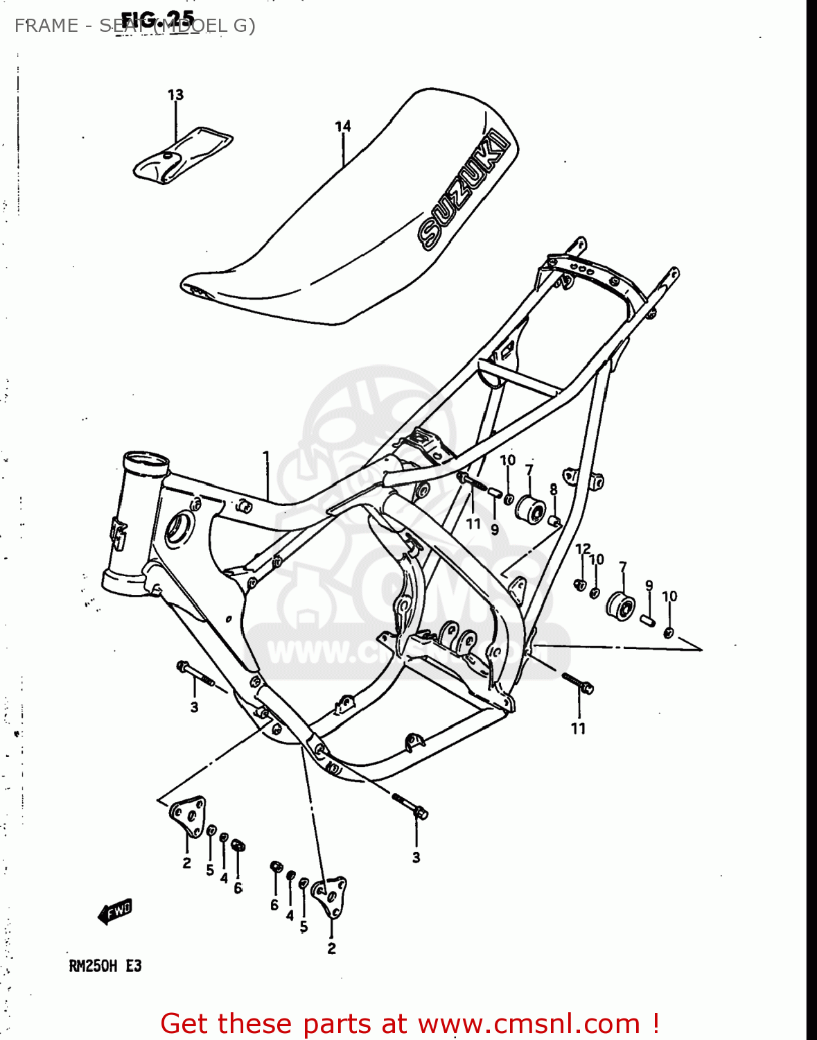 FRAME - SEAT (MDOEL G) RM250 1987 (H) USA (E03)