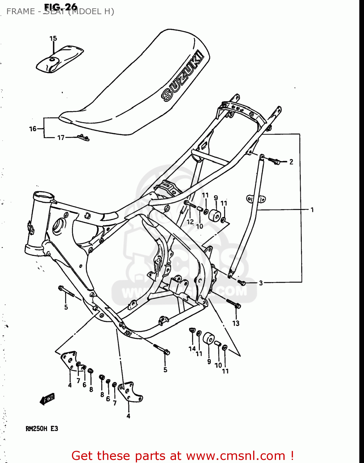 FRAME - SEAT (MDOEL H) RM250 1987 (H) USA (E03)