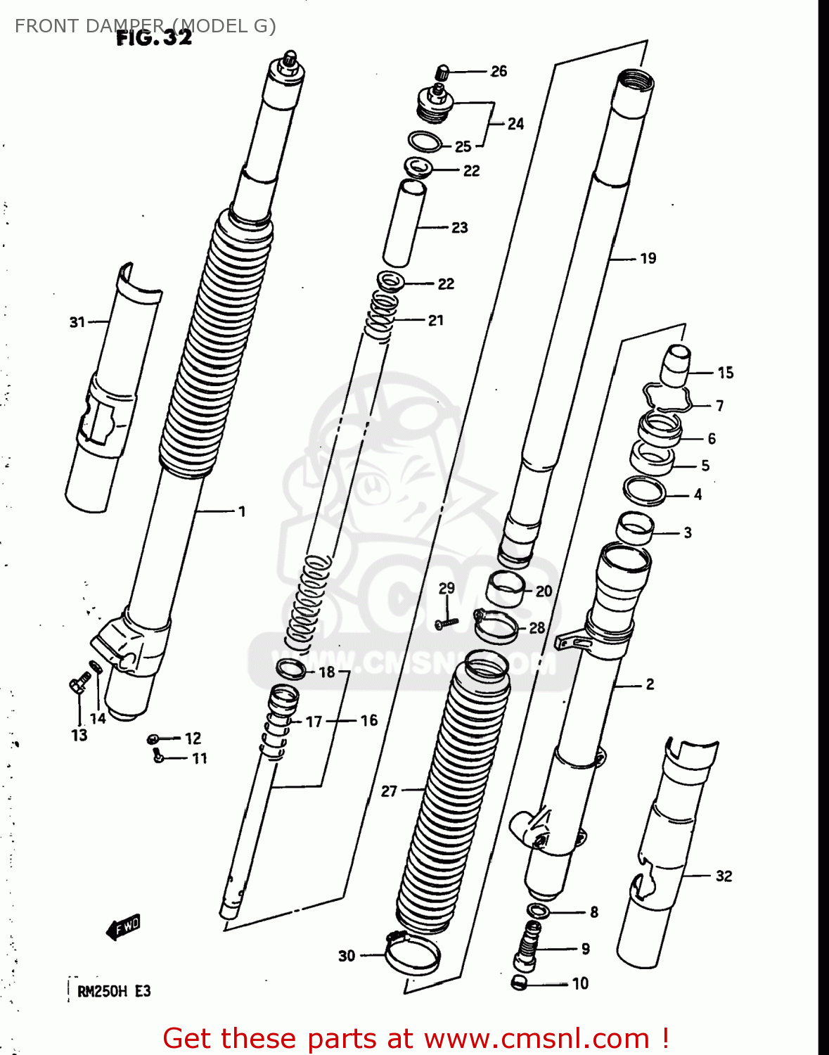 FRONT DAMPER (MODEL G) RM250 1987 (H) USA (E03)