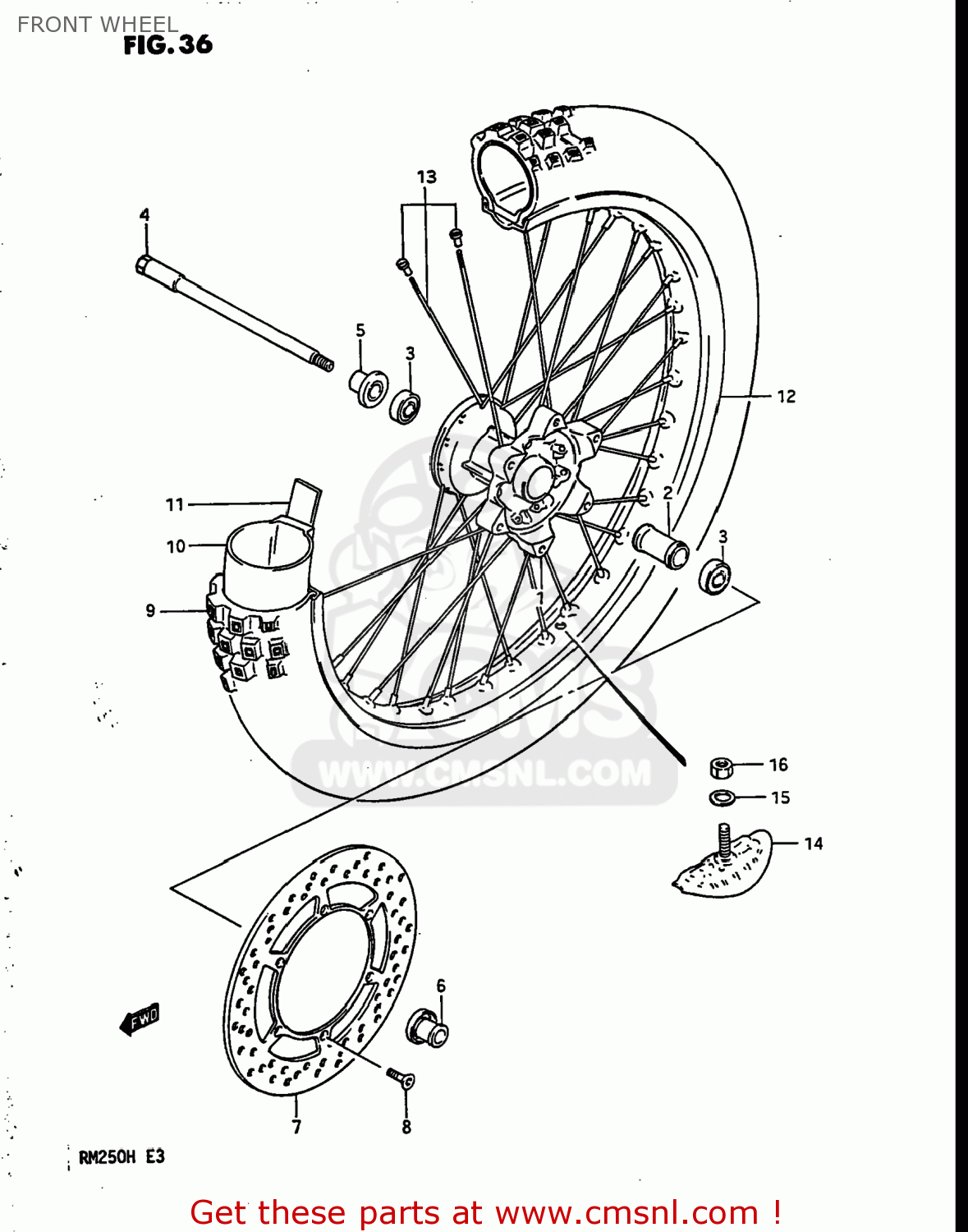 FRONT WHEEL RM250 1987 (H) USA (E03)