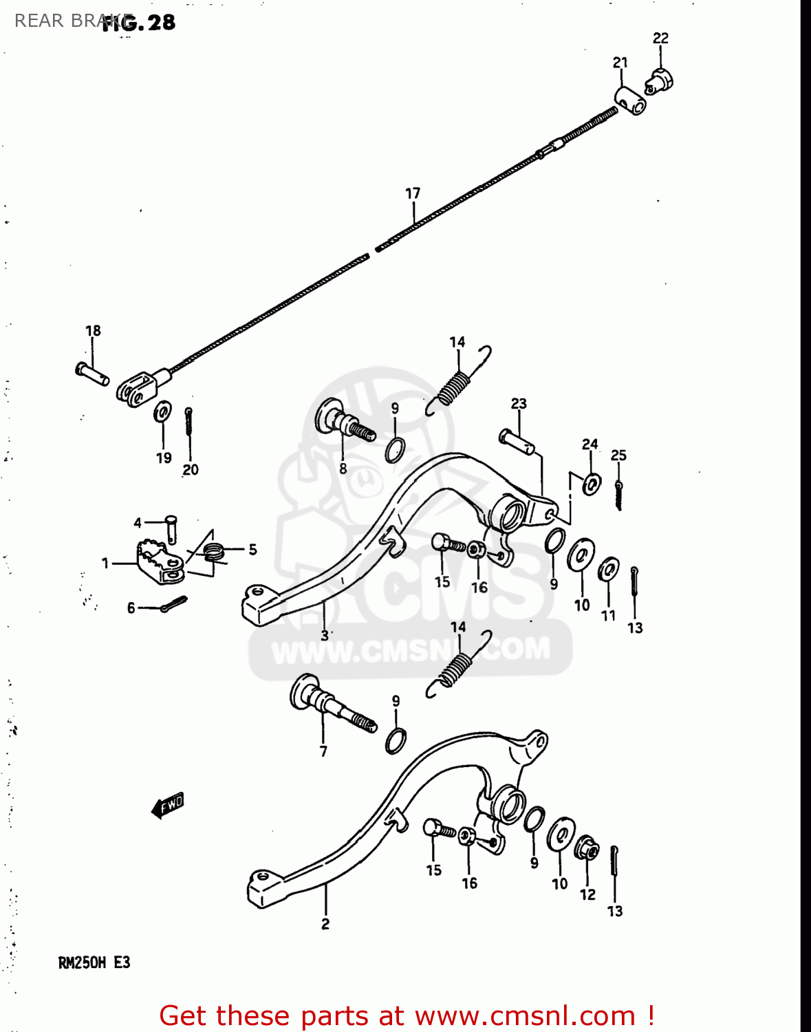REAR BRAKE RM250 1987 (H) USA (E03)