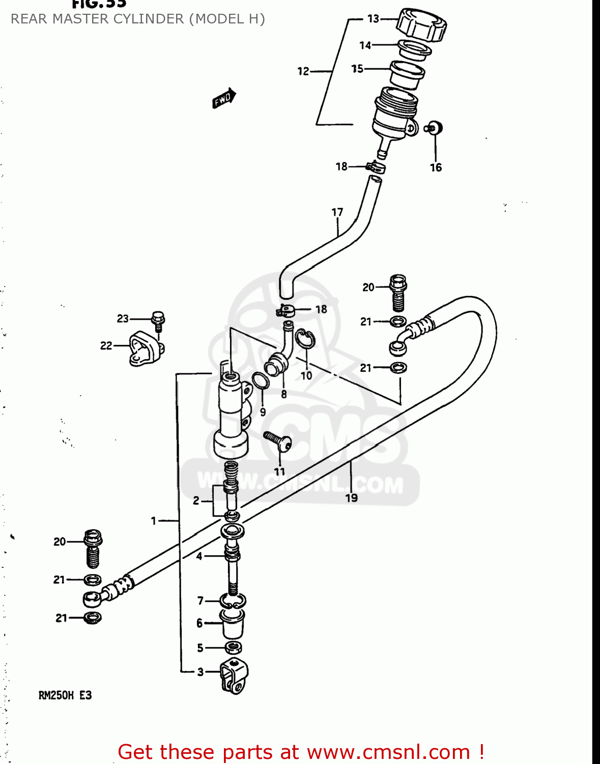 REAR MASTER CYLINDER (MODEL H) RM250 1987 (H) USA (E03)