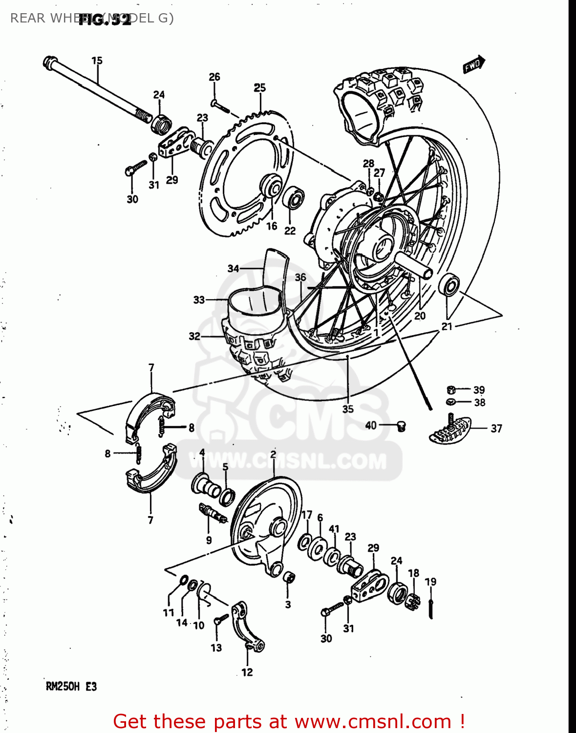 REAR WHEEL (MODEL G) RM250 1987 (H) USA (E03)