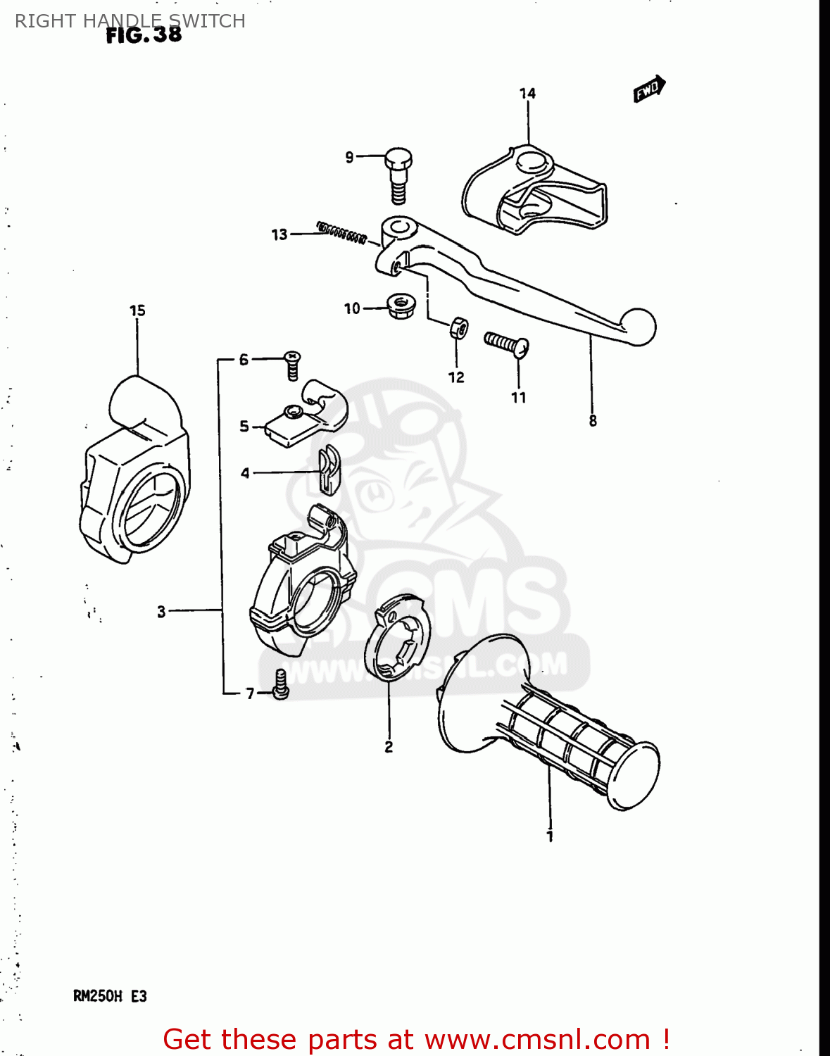RIGHT HANDLE SWITCH RM250 1987 (H) USA (E03)