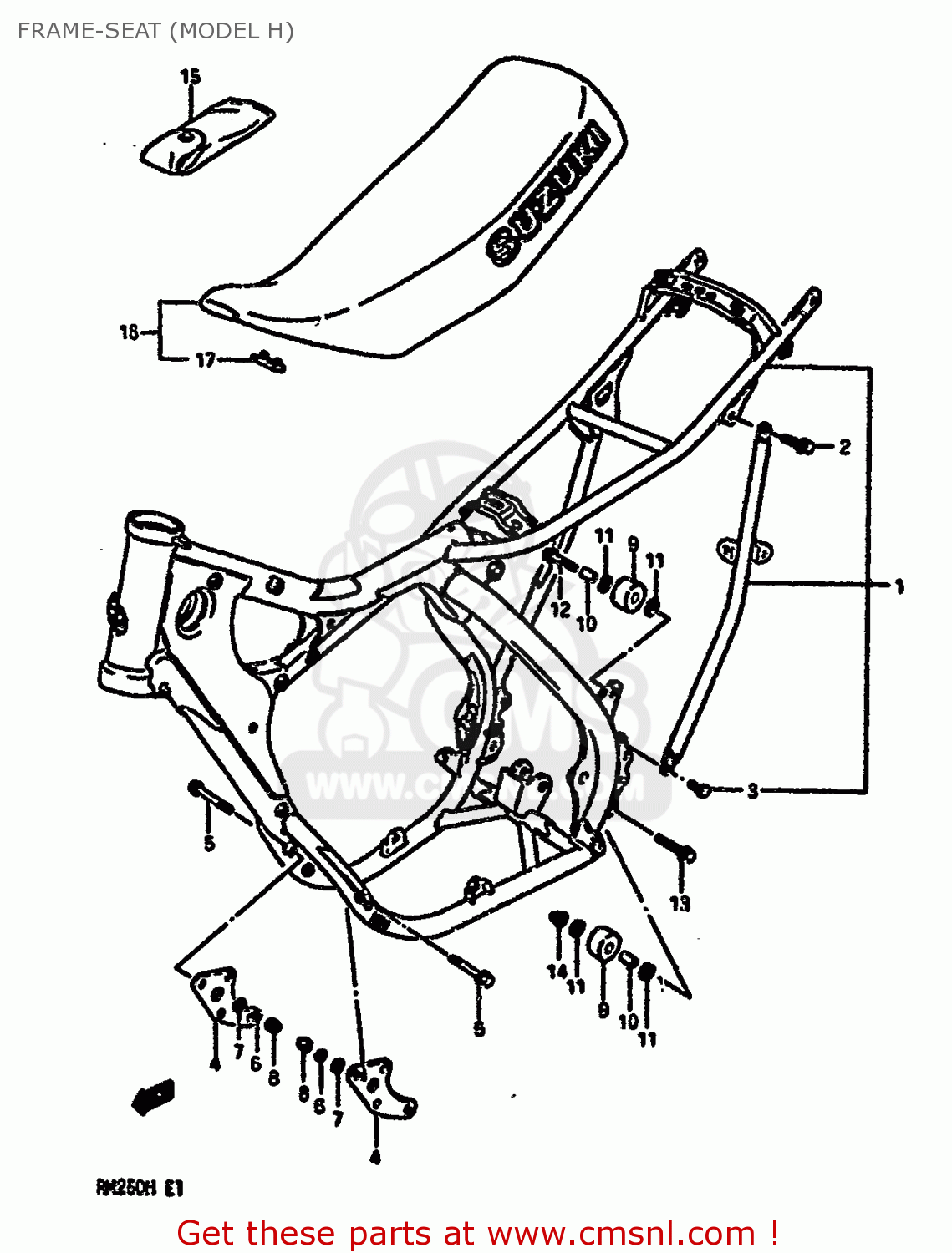 FRAME-SEAT (MODEL H) RM250 1987 (H)