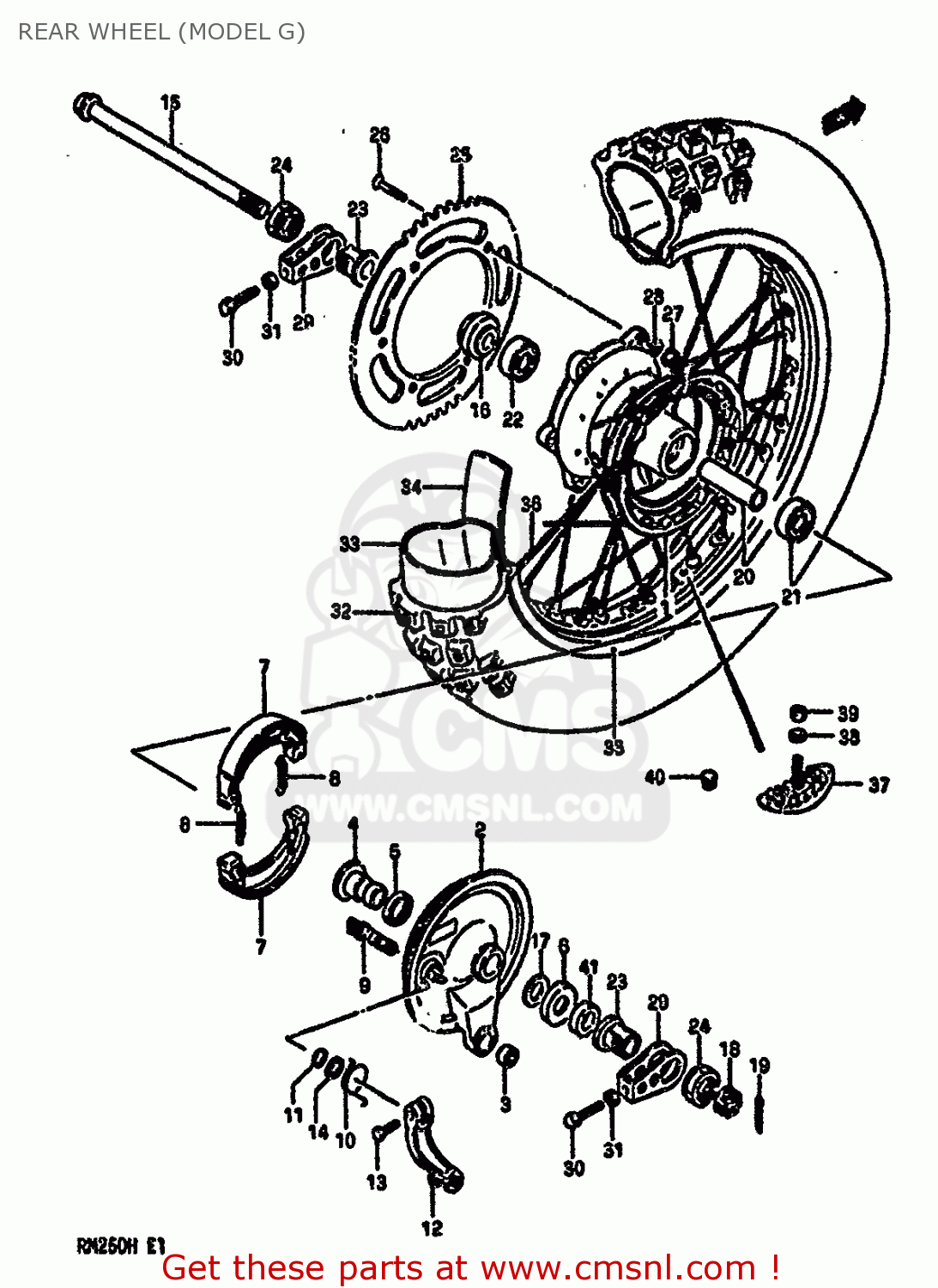 REAR WHEEL (MODEL G) RM250 1987 (H)