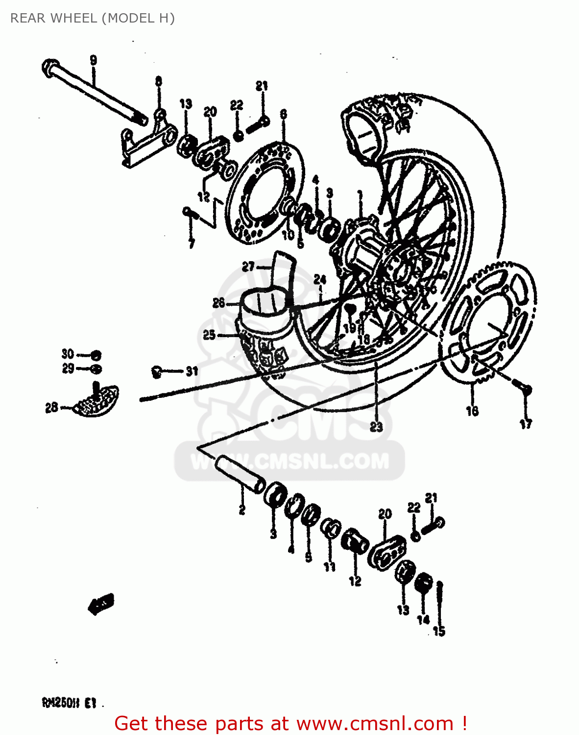 REAR WHEEL (MODEL H) RM250 1987 (H)