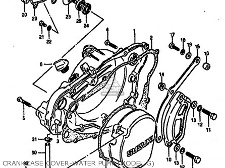 CRANKCASE COVER-WATER PUMP (MODEL G) - RM250 1987 (H)
