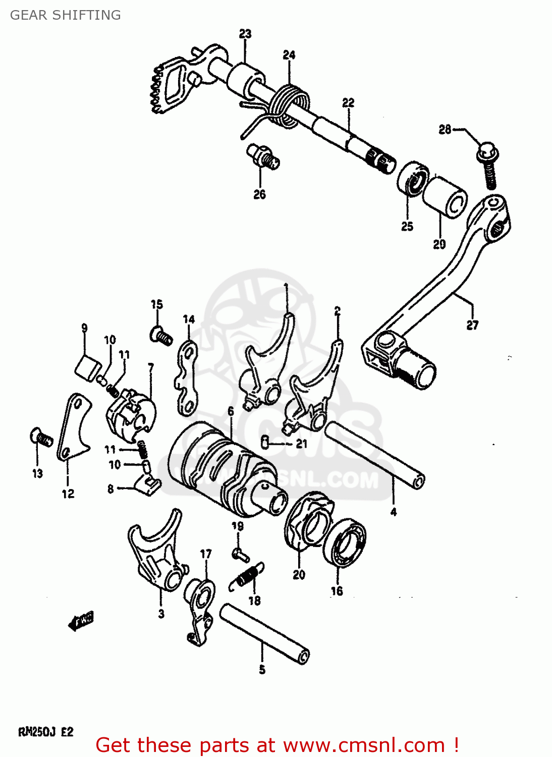 GEAR SHIFTING RM250 1988 (J) UNITED KINGDOM FRANCE AUSTRALIA (E02 E04 E24)