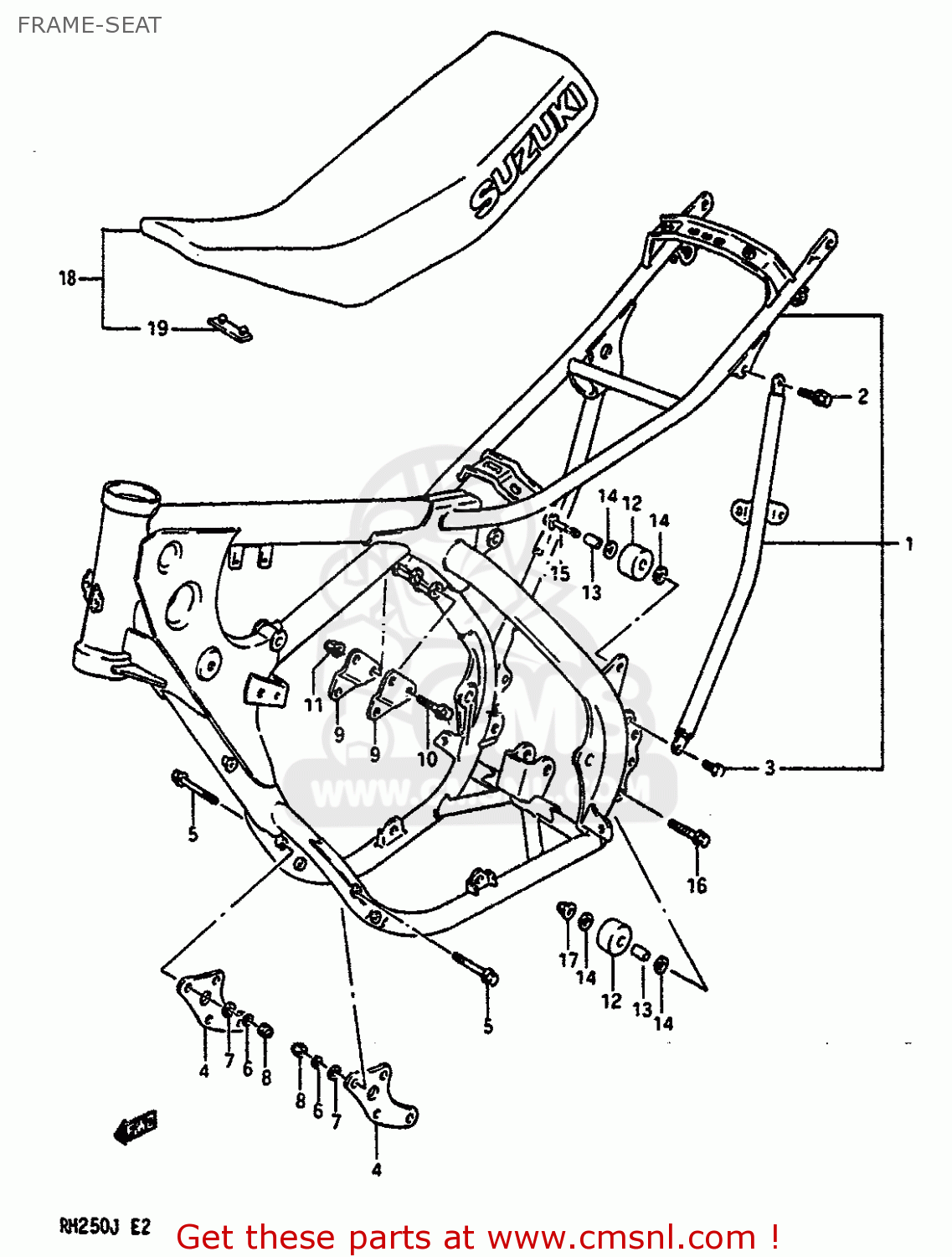 FRAME-SEAT RM250 1988 (J) UNITED KINGDOM FRANCE AUSTRALIA (E02 E04 E24)