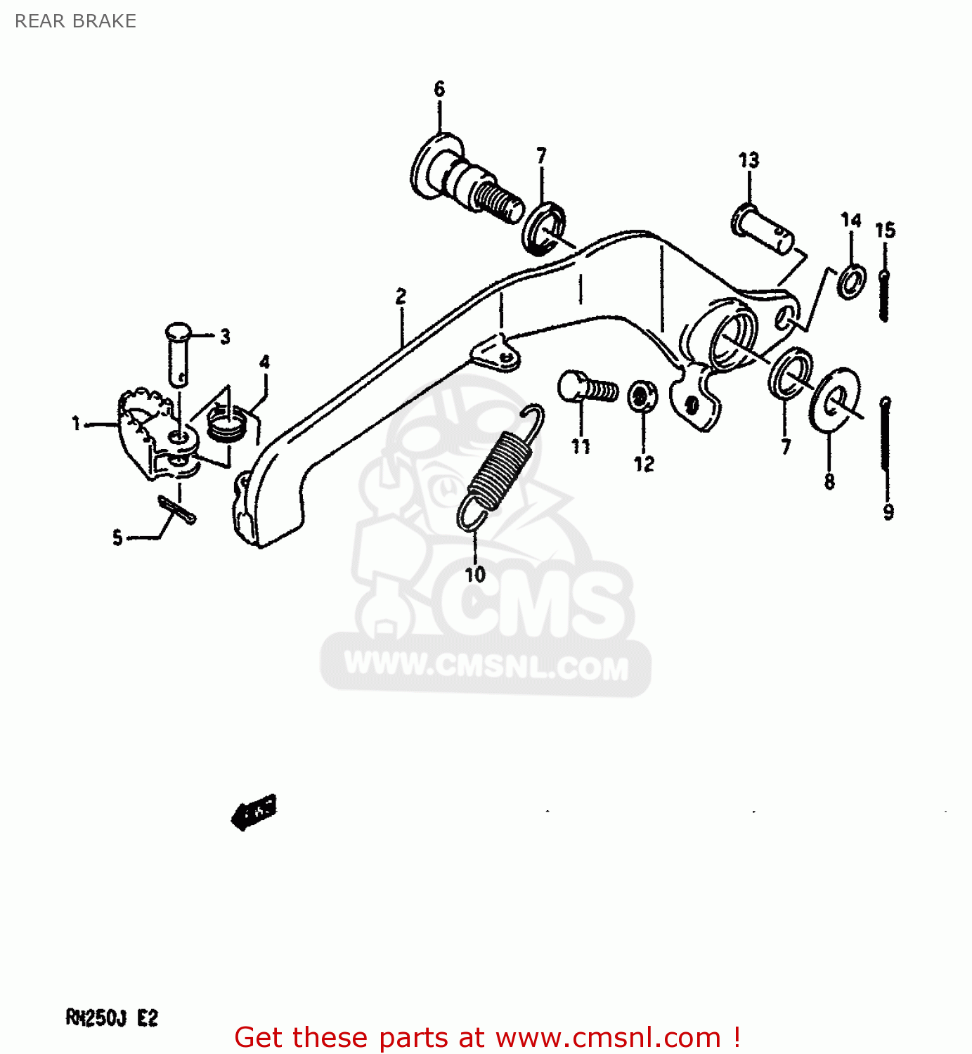 REAR BRAKE RM250 1988 (J) UNITED KINGDOM FRANCE AUSTRALIA (E02 E04 E24)