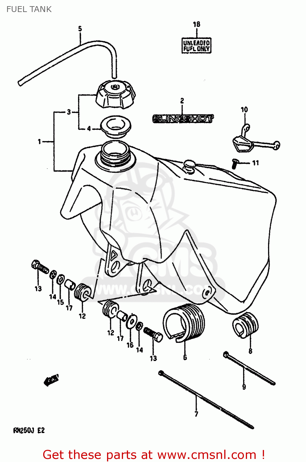 FUEL TANK RM250 1988 (J) UNITED KINGDOM FRANCE AUSTRALIA (E02 E04 E24)