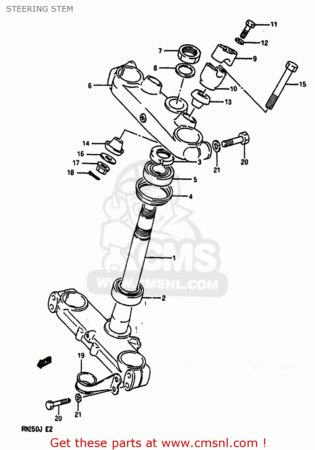 STEERING STEM RM250 1988 (J) UNITED KINGDOM FRANCE AUSTRALIA (E02 E04 E24)