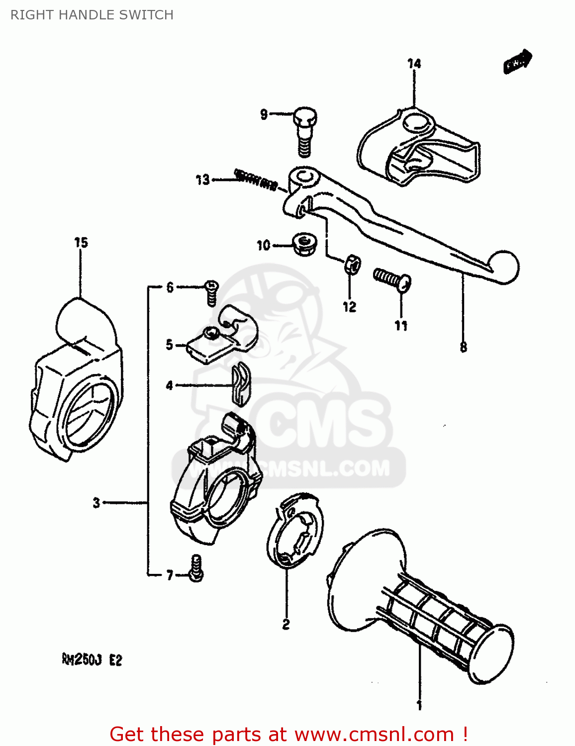 RIGHT HANDLE SWITCH RM250 1988 (J) UNITED KINGDOM FRANCE AUSTRALIA (E02 E04 E24)